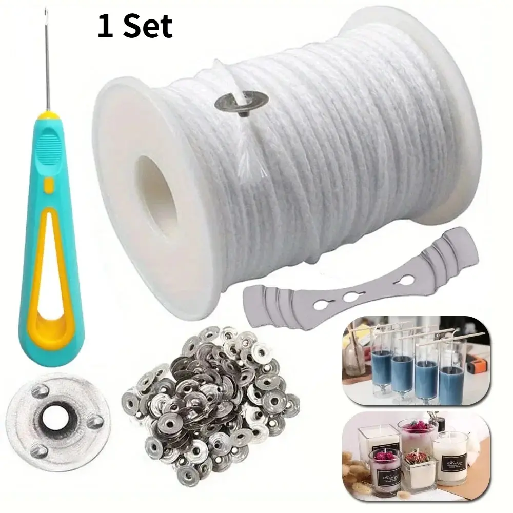 DIY Handmade Aromatherapy Candle Cotton Core Complete Set of Tools, Candle Making Supplies, Candle Core Roll, Metal Support Sheet, Holiday Gift Making, Christmas, Birthday, Wedding Souvenir Candles Homemade