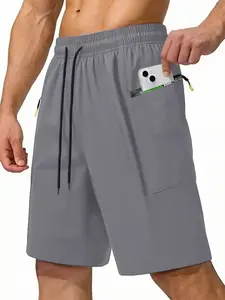 Men's Quick Dry Athletic Shorts with Zipper Pockets, Casual Lightweight Running Shorts for Workout & Daily Wear