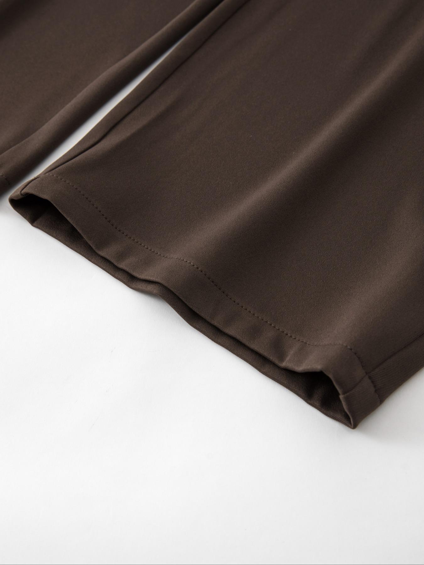 Women's Solid Color Wide Leg Loose Pants, Elegant Fashion Casual Trousers for Work Office Business, Ladies Bottoms for All Seasons