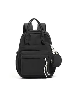 Lightweight Nylon Backpack, Girls' Versatile Coin Pouch, Casual Commuter School Bag, Ideal for High School, College, Young Women, Multi Functional Backpack