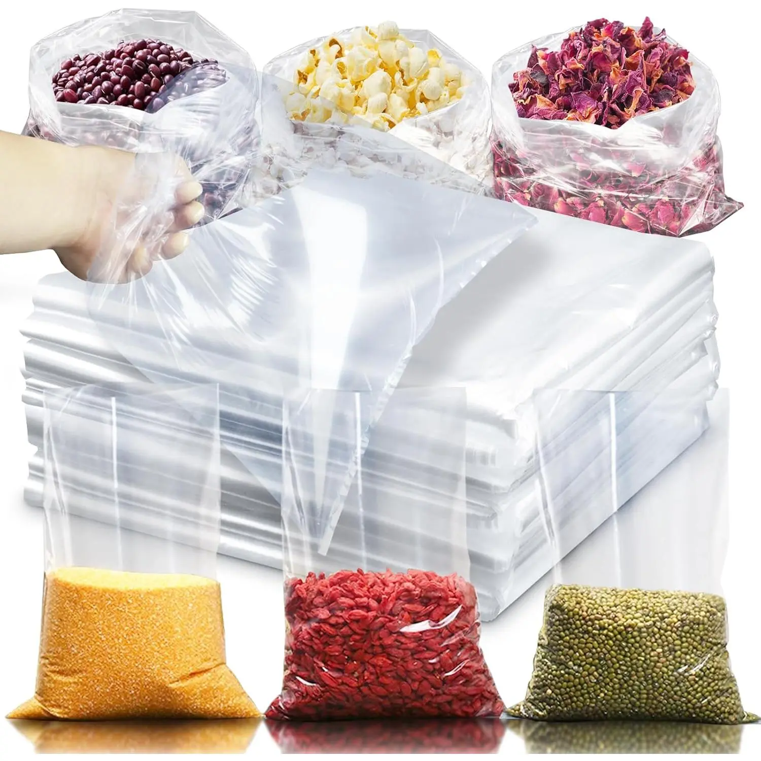 100 Pack 12 x 15 inch 1 Mil Clear Plastic Flat Poly Bags, Clothing Merchandise Bags, for , Bread, Dough, Clothes Packaging, Storage,  Bag
