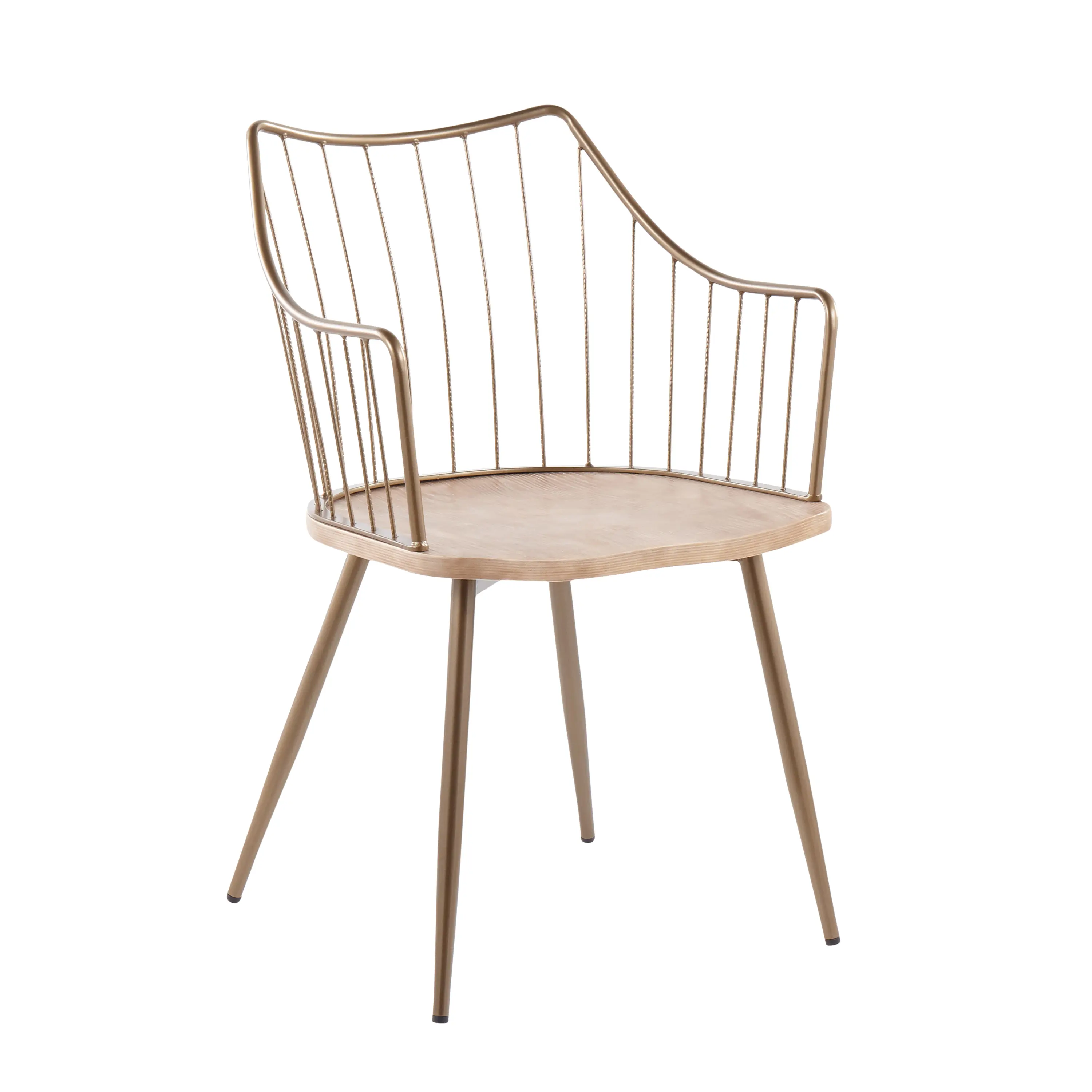 Nokaa Dining Chair with Antique Copper Metal Frame and White Washed Wood Seat – Farmhouse Spindle-Back Accent Chair for Dining Room, Kitchen, Living Room, Home Office, Multiple Finishes Available