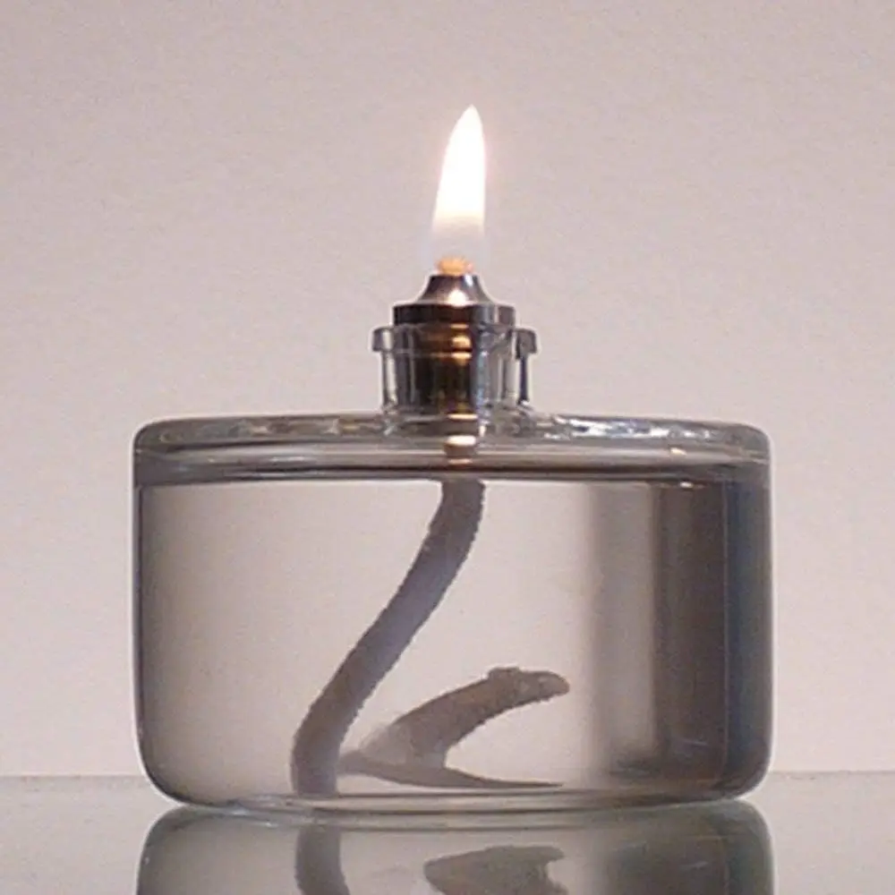 Refillable Glass Oil Candle 3 oz Liquid Candle for Indoor Use, Outdoor Events, Emergency Lighting - Clean Burning with Wick and Holder Included, Use with Liquid Paraffin or Lamp Oil