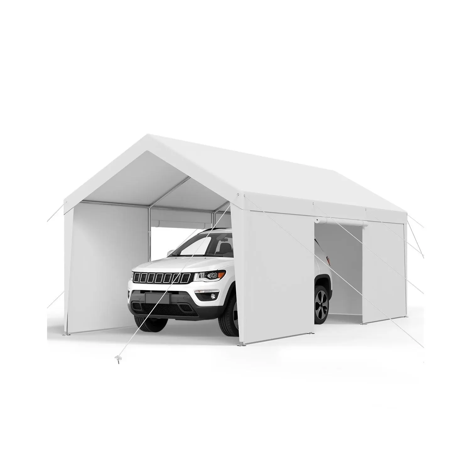 VEVOR Heavy Duty 10x20 FT Rectangular Outdoor Carport, Portable Car Shelter with Removable Walls, Waterproof UV-Resistant Roof, All-Season Protection for Automobile, Boat (White)