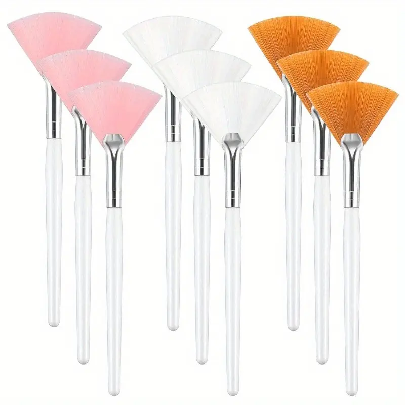 9 Pcs Facial Fan Mask Brushes, Soft Facial Applicator Brushes Tools, Makeup Fan Brush Tool Mask, Ideal for Skincare & Beauty Routine