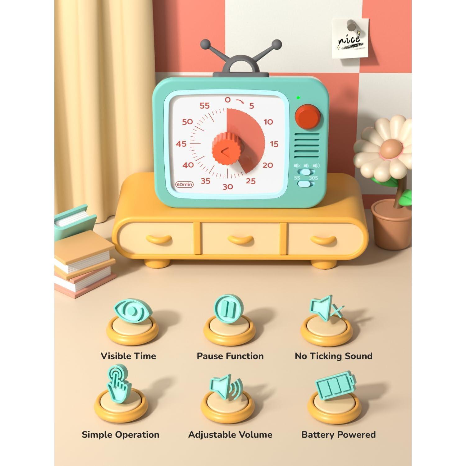Visual Timer for  with Pause Function, 60-Minute Countdown Timers for Classroom Office Kitchen with Silent Operation,  Timer for Teaching