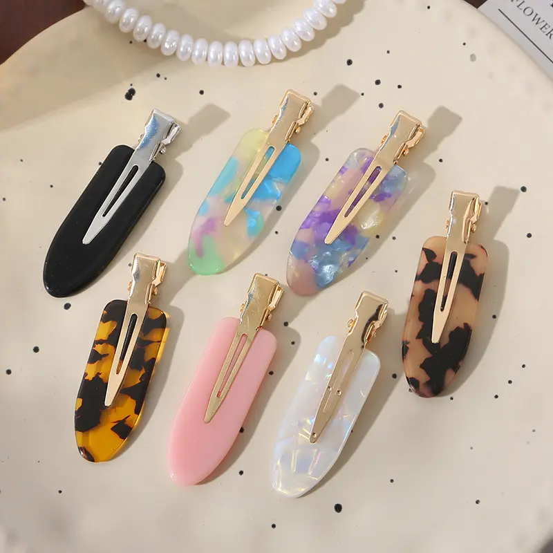 2-piece set of 6cm Cute Marble Acetate Hair Barrettes, Fashion Duckbill Hair Pins for Daily Hairstyle, Daily Wear, Female