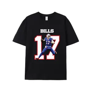 [Go-Sports] Josh Allen 17 Hurdle Graphic Premium Acid Washed Cotton T-Shirt, Bills Mafia Apparel, JA17 Fans Football Streetwear Tee, Gift For Football Fan Graphic Tee T-Shirt