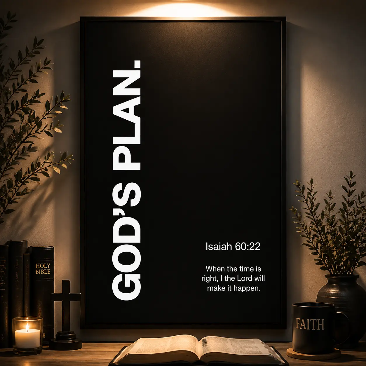 Christian Faith Quote Canvas Wall Art Print - Artistic Plain Minimalist Bible Verse Home Decor, Multi-Size Religious Poster for Bedroom Office Home Decoration Gift