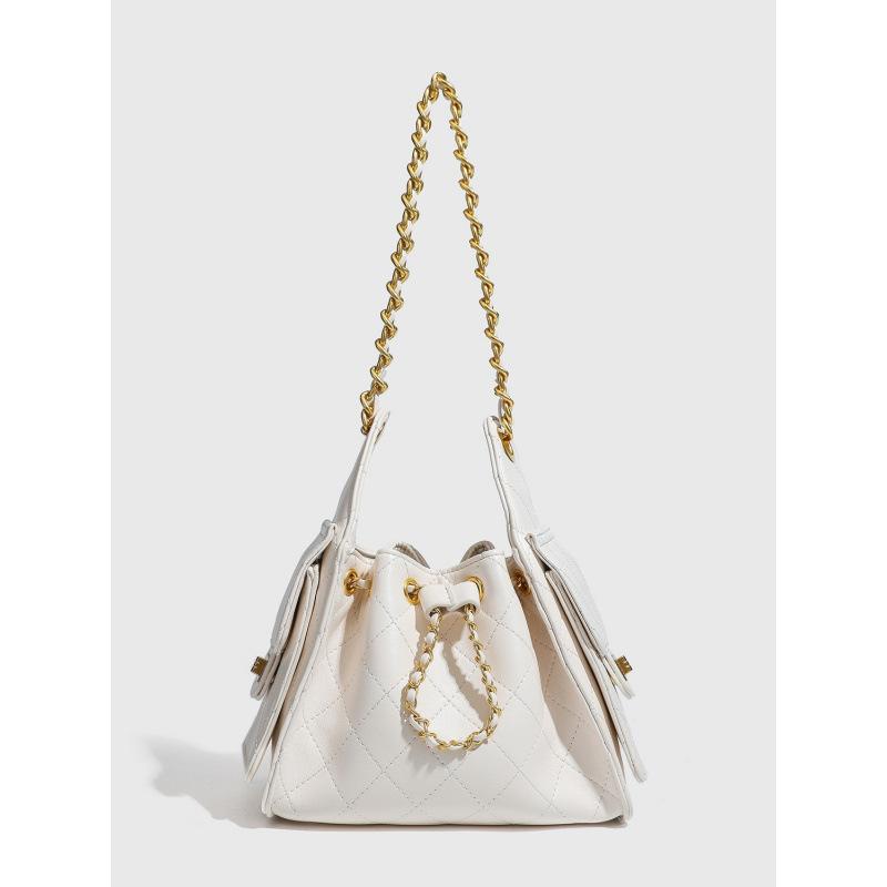 New Quilted Chain Bucket Shoulder Bag, Elegant & Stylish Crossbody & Tote Purse For Women, Versatile Daily Commuter Handbag With Chain Strap