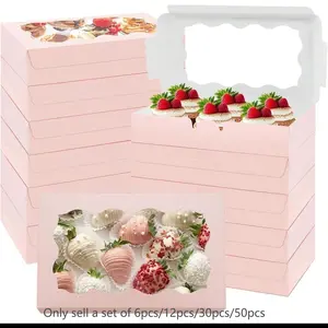 6/12/20/50 Cookie/candy Boxes with Transparent Window, Baking Supplies, Ideal for Pastries, Dessert, Candies, Packaging, Weddings, Parties, Birthdays, Outdoor Events