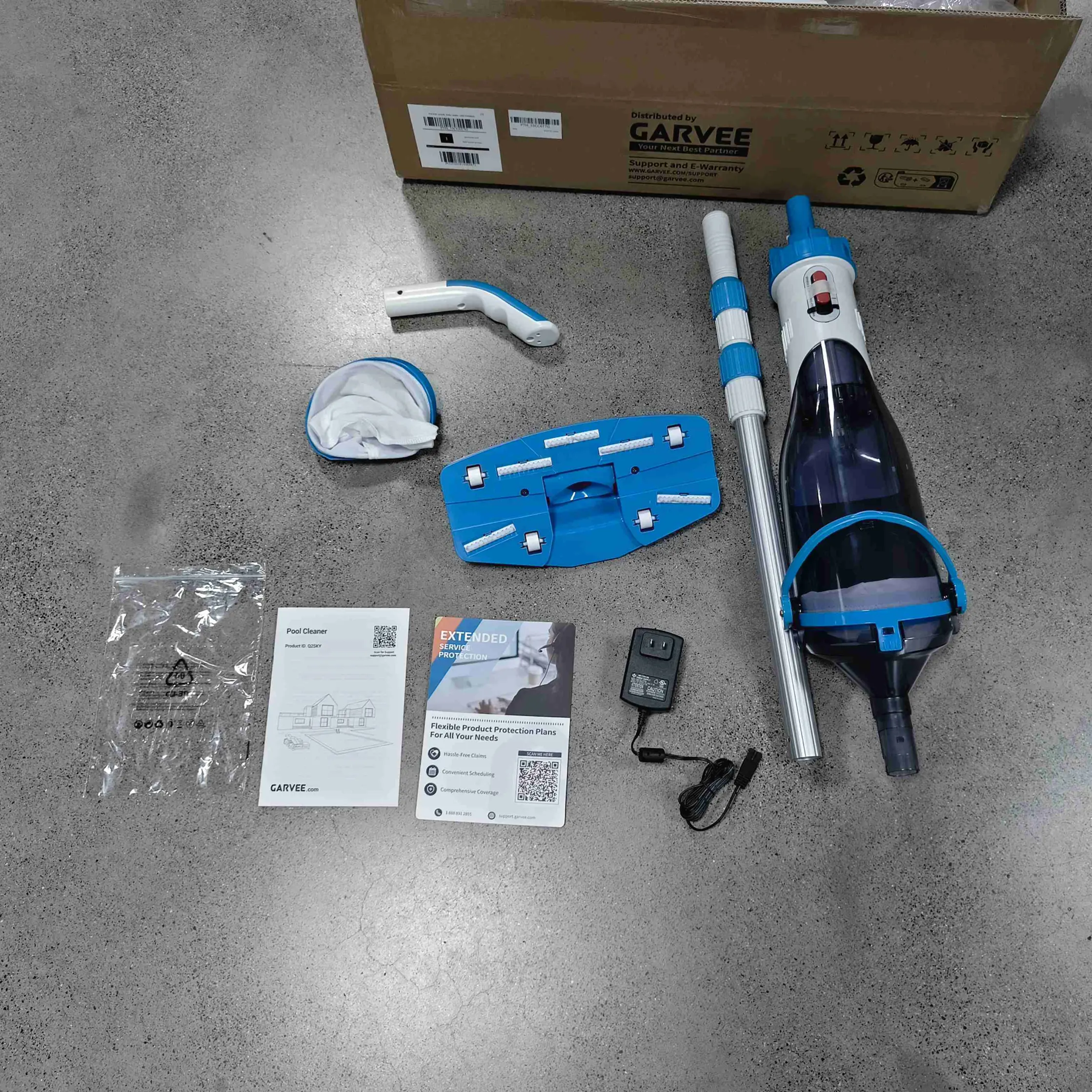 Cordless Pool Vacuum with Telescopic Pole, 18.5 GPM Suction & 60 Min Runtime - Rechargeable Handheld Cleaner for Above Ground/Inground Pools and Spas
