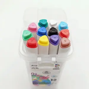 12-Color Acrylic Marker Pens Set, Non-Transparent Layering Markers, Ideal for Drawing and Painting, Versatile Art Supplies