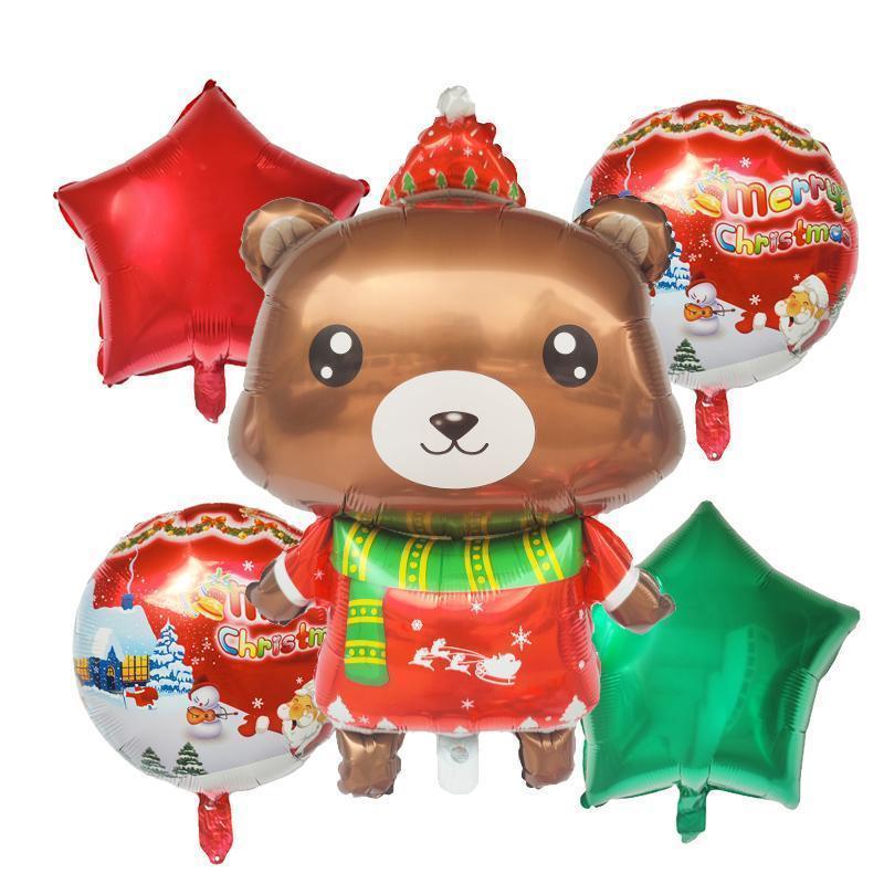 5pcs Merry Christmas Balloons Decoration Cute Snowman Santa Xmas Tree Balloon For New Year 2025 Home Ornaments Globos Noel Gifts