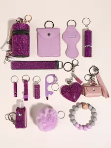 14 in 1 Self Defense Keychains for Women Purple Safety Keychain Accessories with Alarm and Window Breaker Emergency Protection Keychain for Outdoor Car Travel Safety Tool Kit Personal Safety Defense Items Keychain Set