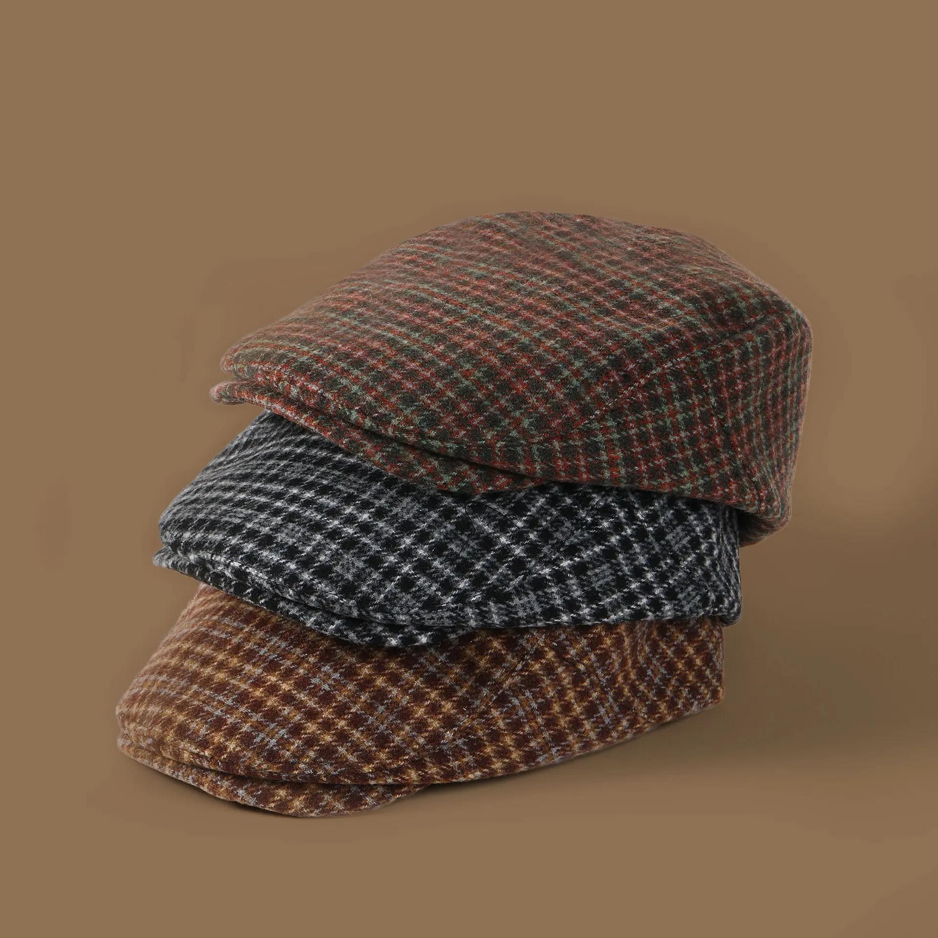 Autumn Winter Plaid Hats Women Berets Spring Newsboy Cap Women Vintage Flat Ivy Hats Golf Driving Cap Casquette