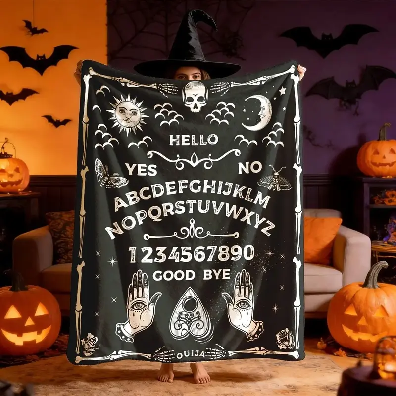 Halloween Ouija Board Soft Cozy Blanket Large Size Soft and Lightweight Perfect for All Seasons Ideal for Bed Sofa Office Camping Travel Letter Pattern Blanket Lightweight Blankets