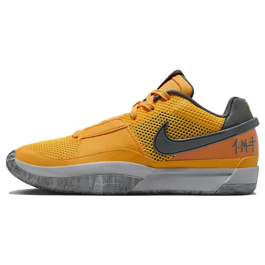 Nike Ja 1 Men's Low-Top Basketball Shoes with Round Toe, Lace-Up Closure, and Non-Slip Outsole in Orange Verifiable, with credentials and supporting global authentication