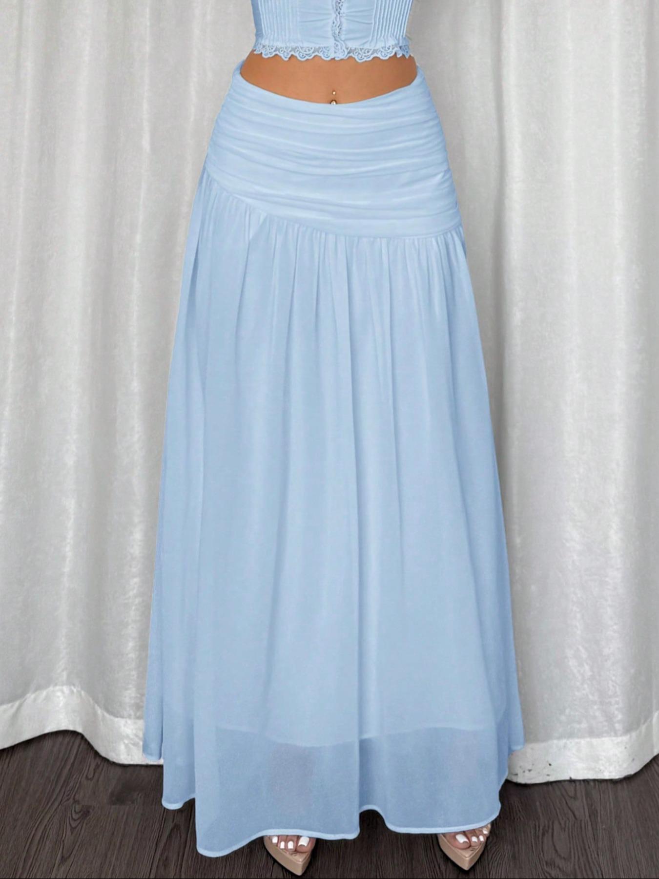 Women's Plain Skirt, Elegant A Line Skirt for Beach Holiday Vacation, Ladies Clothes for All Seasons, Solid Color Skirt