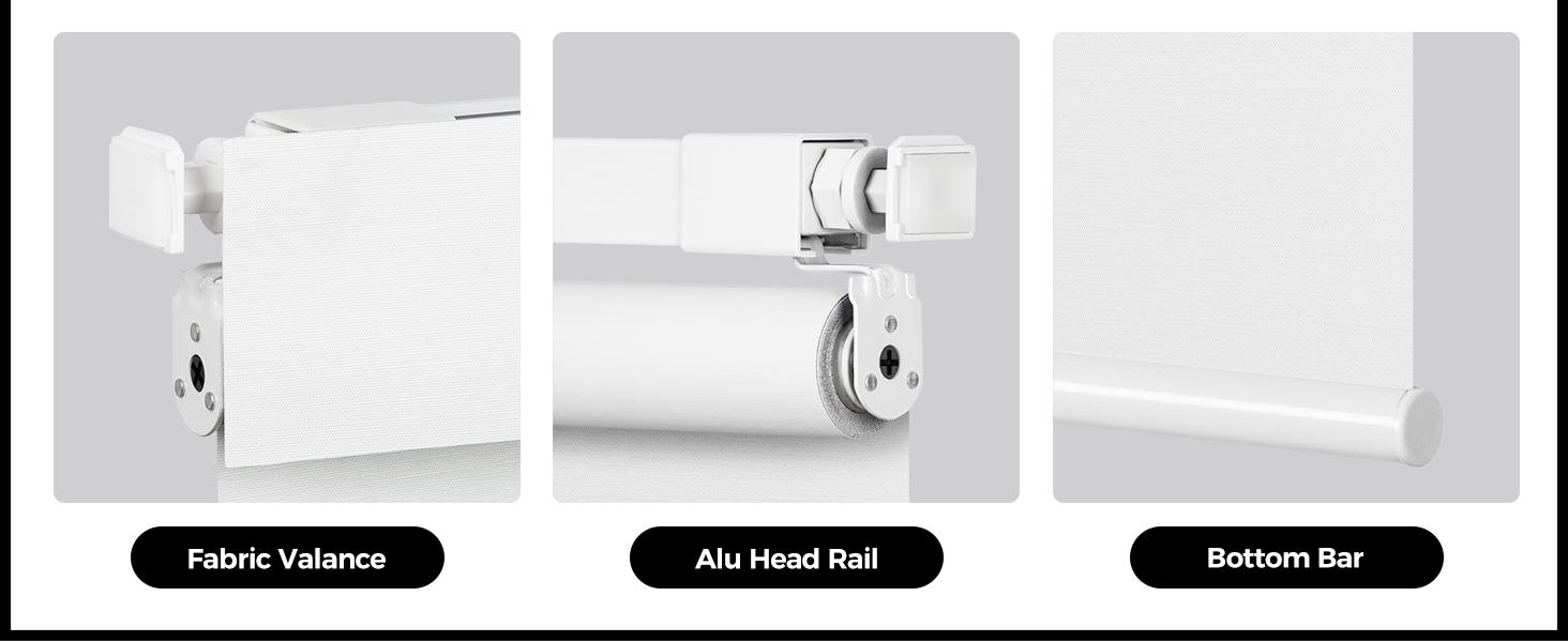 No Tools No Drill Cordless Blackout Roller Shades for Indoor Windows, Easy to Install, Darkens Rooms, Blocks Heat, and Protects Against UV Rays, Window Size 34" W * 48" H White