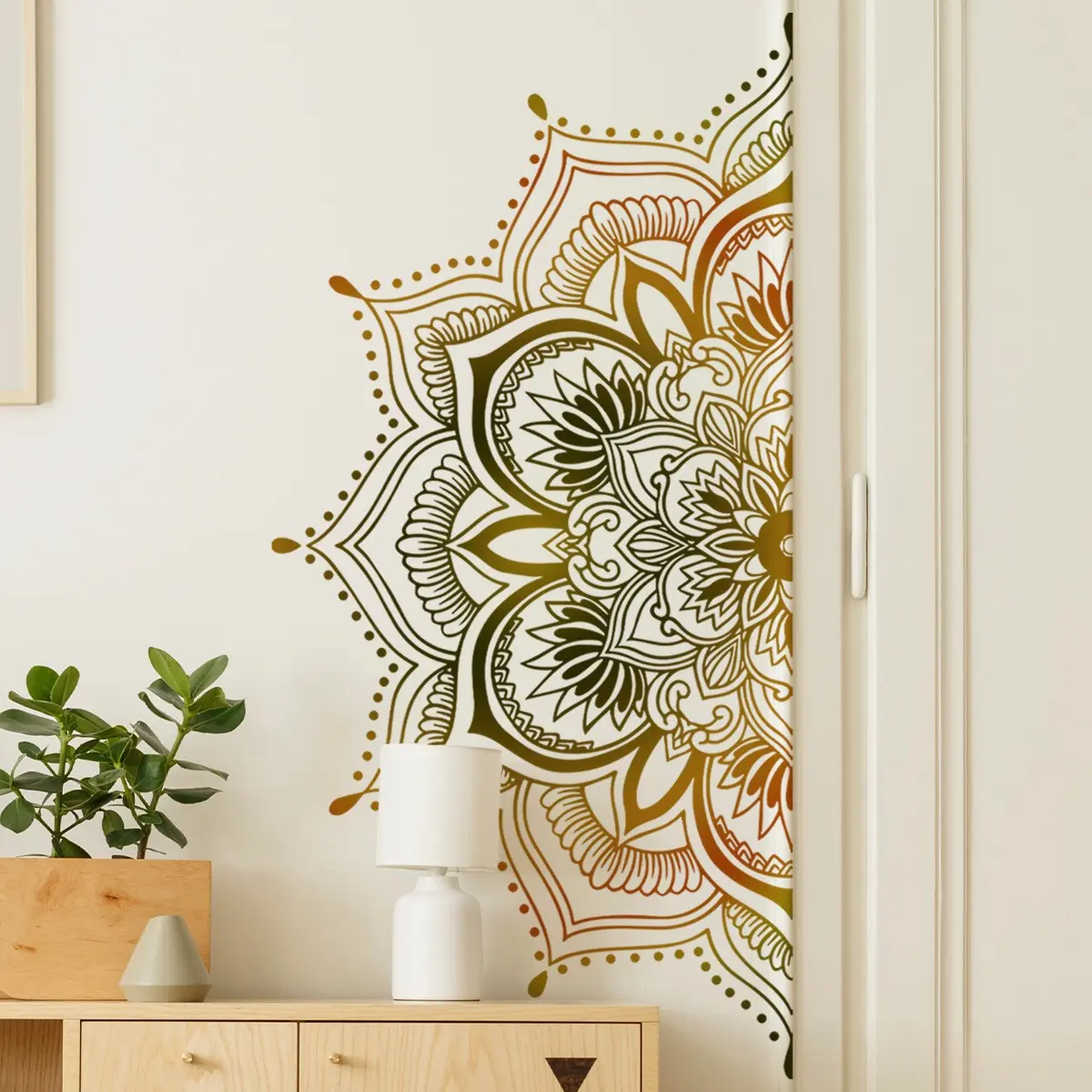 Big Size Mandala Wall Decal, Boho Flower Wall Stickers, Waterproof, Waterproof Wall Decals, for Living Room, Bedroom, Headboard, Yoga, Home Decor