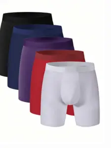 5-Pack Men's Underwear, Extended Size Sporty Fitness Boxers Briefs, Soft Skin-Friendly, Breathable High Stretch, Ideal for Daily Wear and Travel, All Seasons