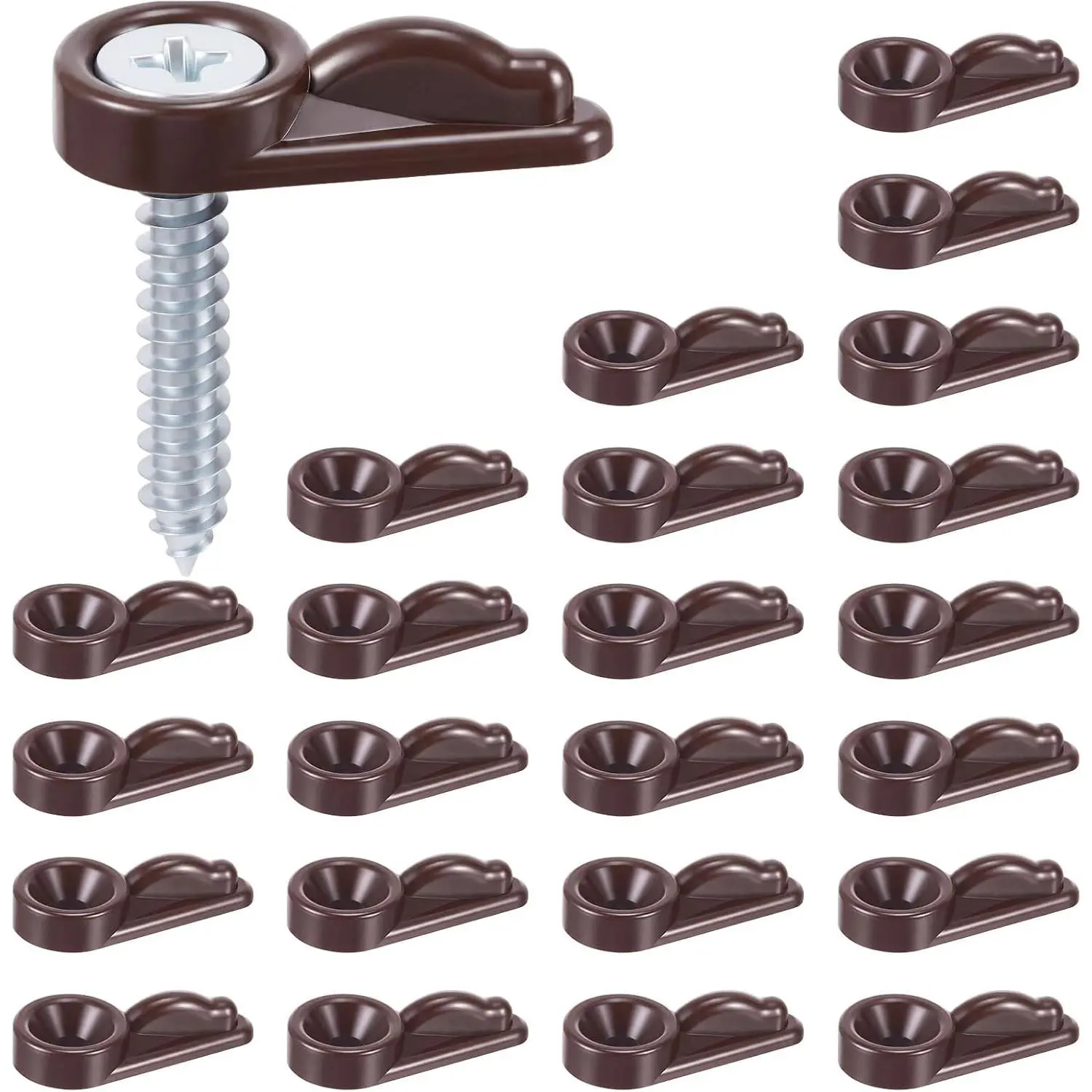 24 Pack Flush Cabinet Glass Retainer Clips Window Screen Clip with Screws Offset Clips for Fastens Glass Cabinet Doors Storm Window, Screen Door Clip (Brown)