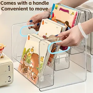 Desktop Storage Box, Multi-Layer Bookshelf for Storage, Storybook Display Stand, Transparent Acrylic Layered Storage Rack for Organization, with Raised Baffle Design for Stability And No Toppling