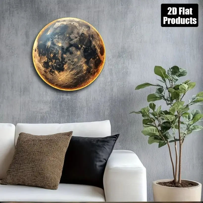 Moon Series Themed, Metal Wall Art Decor - Vintage Style, No Electricity Needed, Perfect for Home, Moon Decor