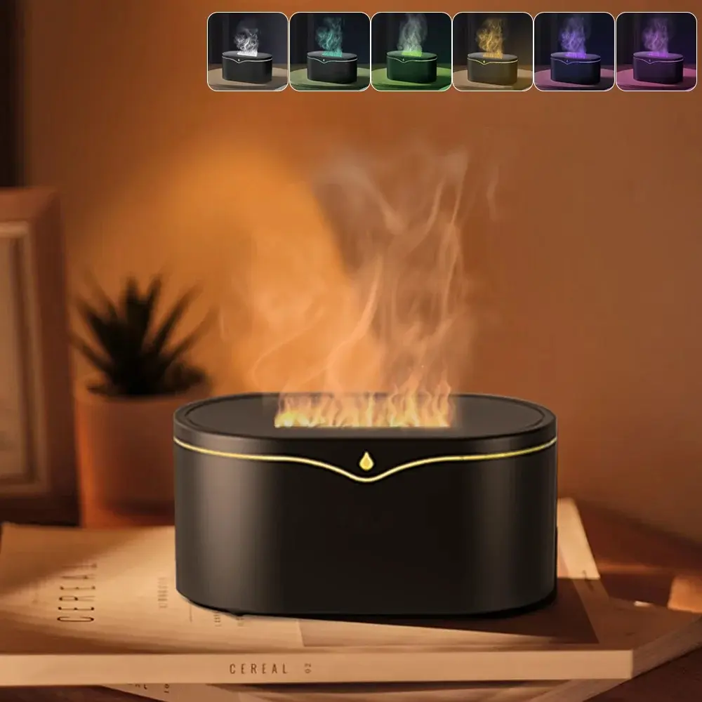 Upgraded Flame Air Diffuser Humidifier, 150ml Ultrasonic Essential Oil Scent Diffuser, Fire Mist Aromatherapy, Auto-Off for Room Home Office, Aromatherapy Diffusers
