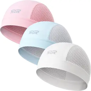 3Pcs Breathable Mesh Skull Cap,Lightweight Quick Dry Helmet Liner for Men Women, Cooling Cycling Beanies,summervibes