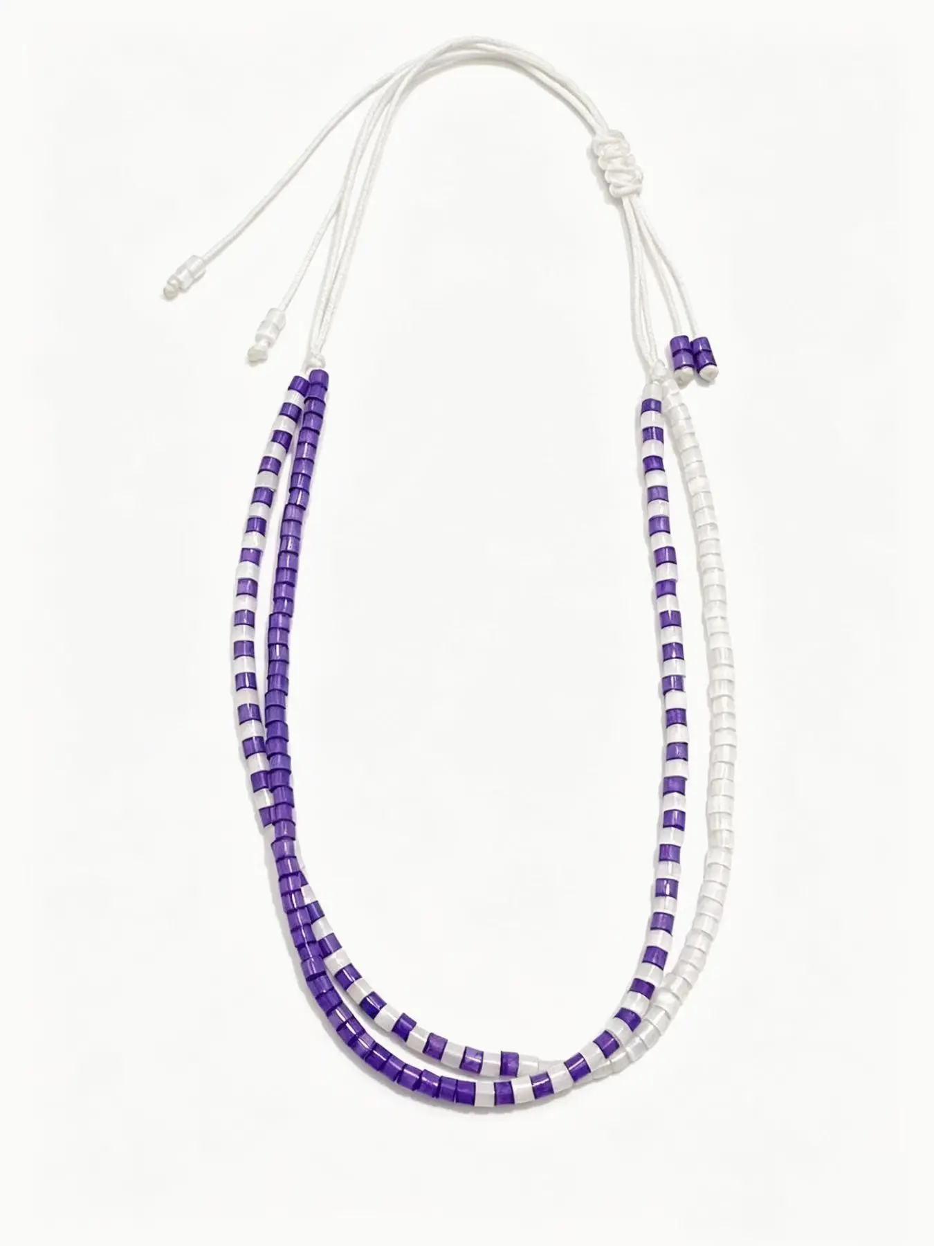 Miyuki Silky DB Purple & White Dual Circle Bracelet, Fresh Shiny Fashion Double Wrap Handwoven Wristband, Cute Accessory for Women