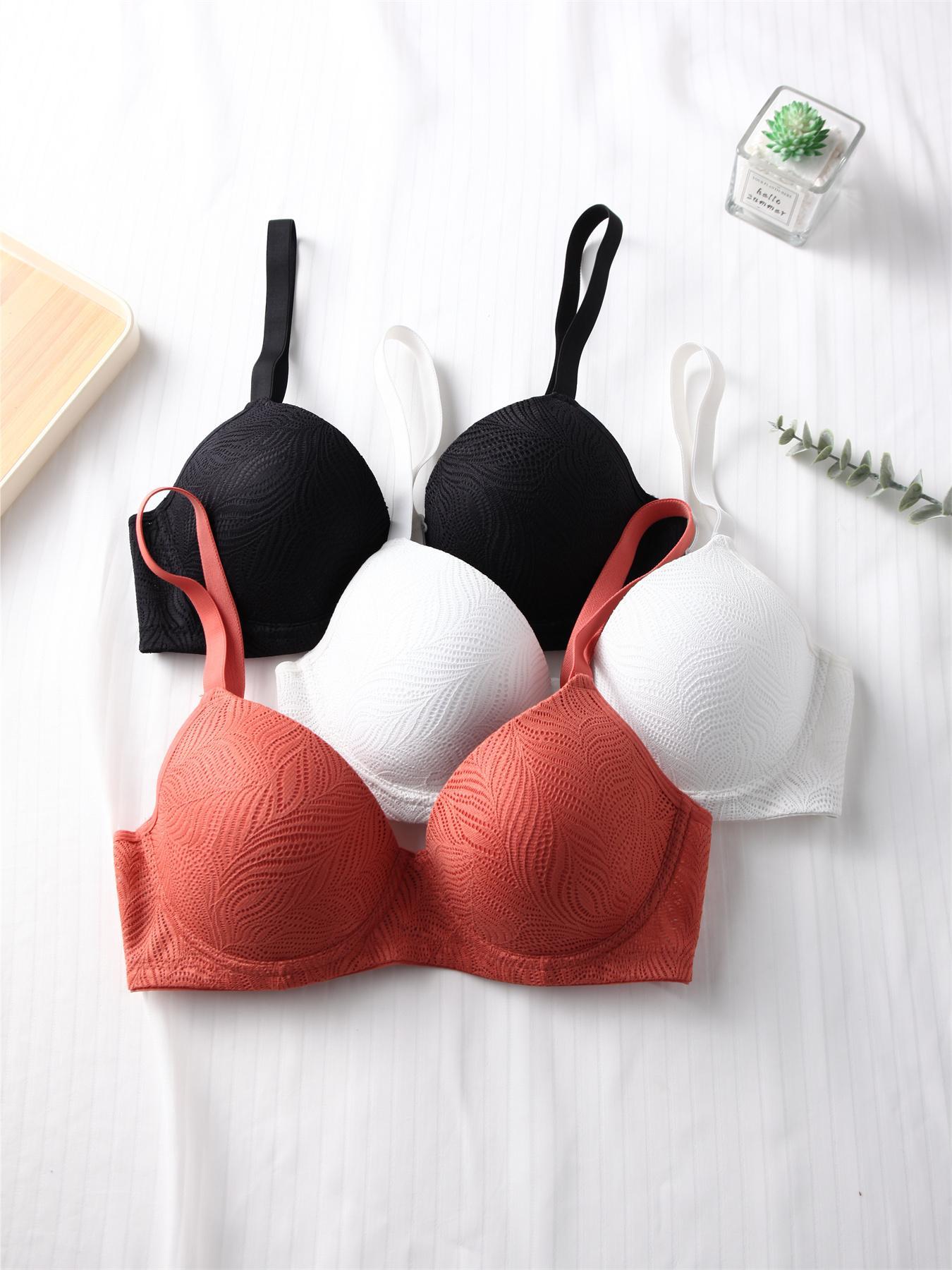 Women's Leaf Pattern Underwire Bra, Adjustable Strap Backless Push Up Bra, Soft Comfortable Breathable Lingerie for Daily Wear