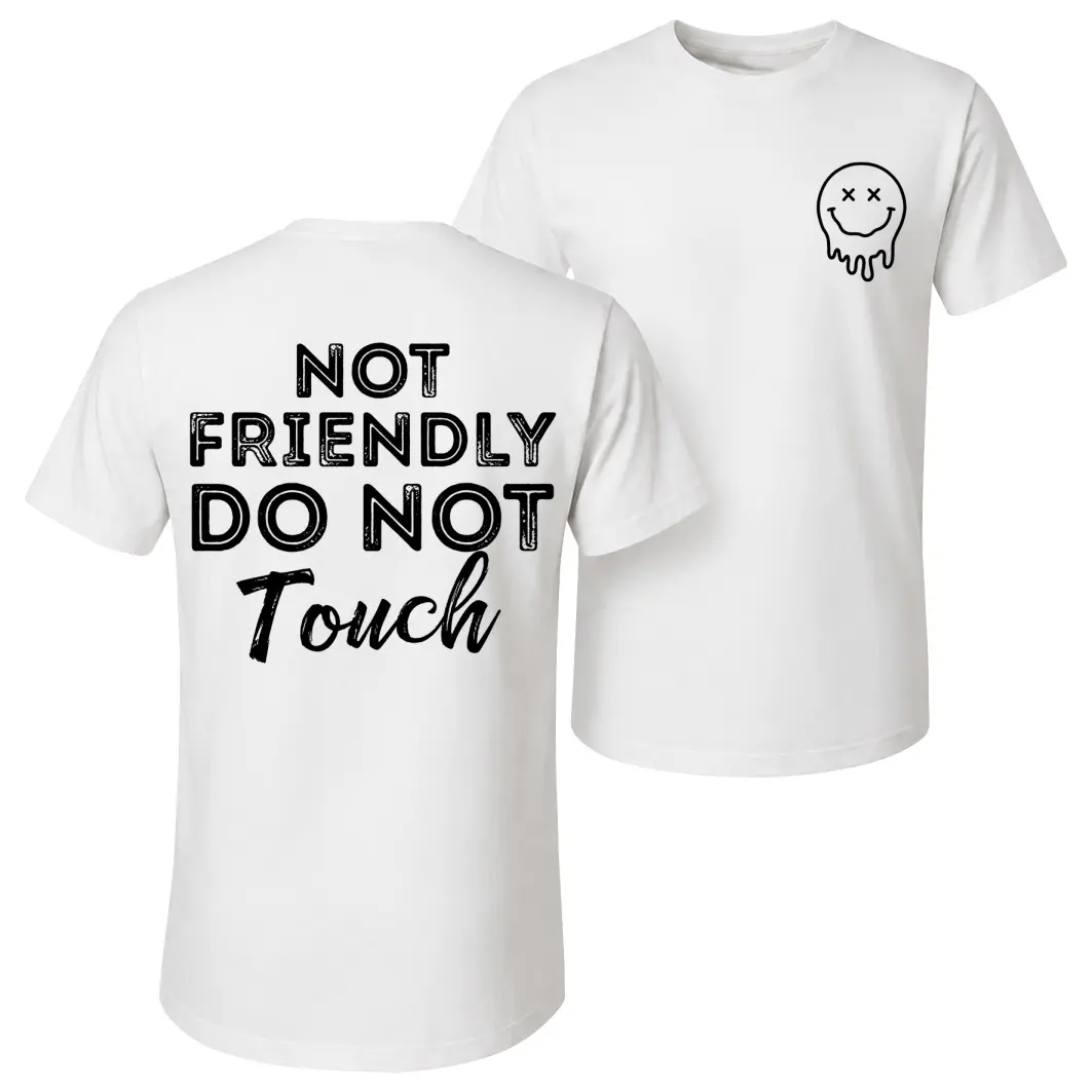 Men's Relaxed Fit Graphic T-Shirt, Soft 100% Cotton Retro Streetwear, 'Not Friendly' Casual Menswear for All Seasons