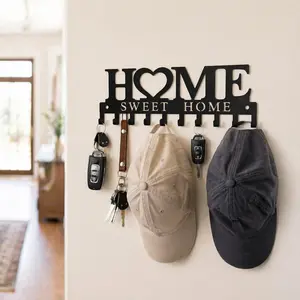 XinHuiPatio Home Sweet Home Metal Wall Hook | Decorative Key Holder for Entryway, Hat Towel Organizer Wall Mount, For Doorway Entryway Hallway，  Wall Mount  Key Holder, multi-functional home key holder