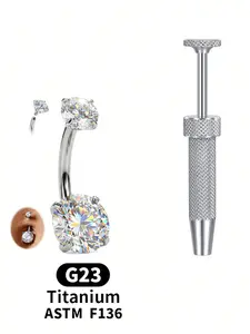 2pcs Titanium Belly Button Ring Golden Silvery 14G 6mm 8mm 10mm 12mm 14mm G23 Belly Button Piercing Bar With Insertion Piercing And Ball Grabber, Internally Threaded Navel Piercing Jewelry For Long Nails Women