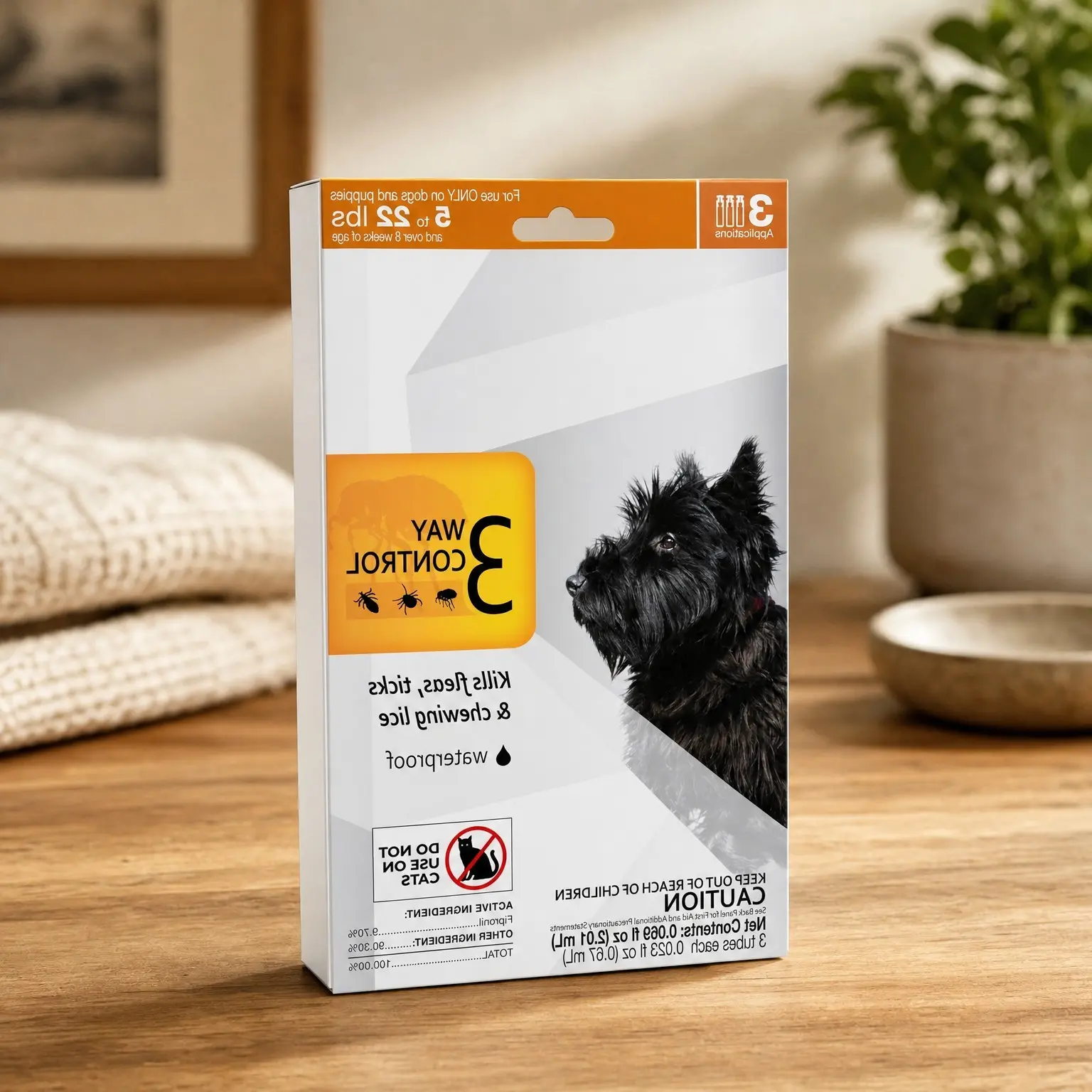 Flea and Tick Prevention for Dogs 5-22 lbs, 3 Month Supply Topical Flea Treatment – Kills Fleas, Ticks & Chewing Lice for 30 Days, 8 Weeks+, Vet-Quality OTC FormulaGift
