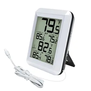 Digital Indoor Outdoor Thermometer Wired, Indoor Outdoor Temperature  with Min/Max Record and Probe Sensor for , Office, Greenhouse, Aquarium, Refrigerator, Freezer (White)