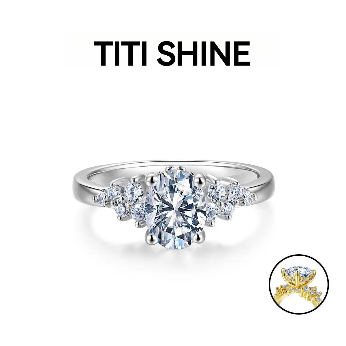 TITISHINE 1.5CT Oval Cut Moissanite Rings for Women 18K Gold Plated Lab-Created Engagement Wedding Gifts for Her#Summervibes tiktokshopbacktoschool