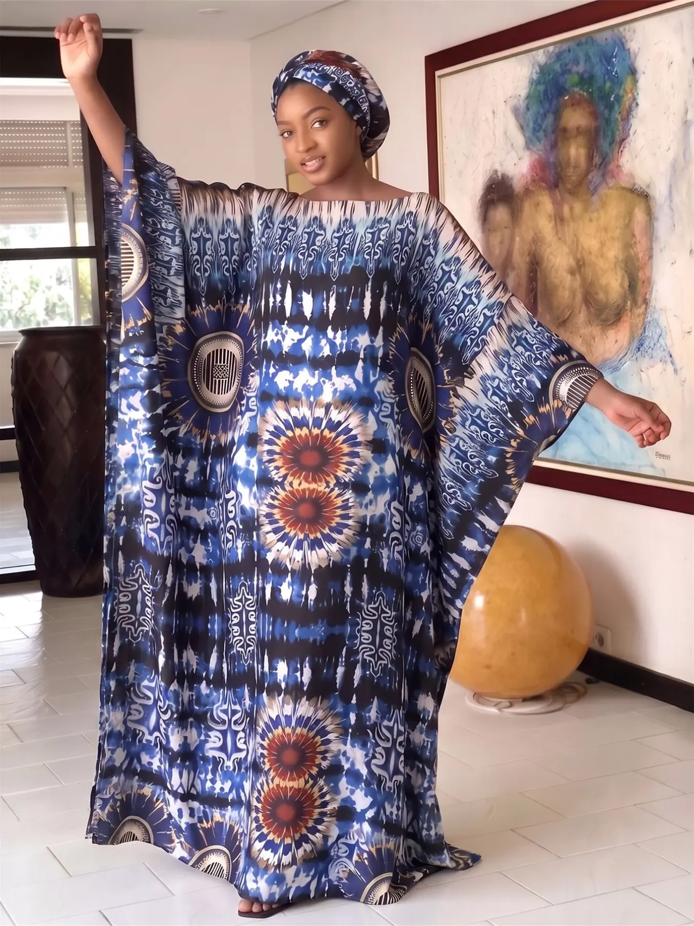 Women's Elegant Chic Style All over Print Long Dress + Scarf, Beach Cover-Up Fitted Matching Set, Summer Womens Wear