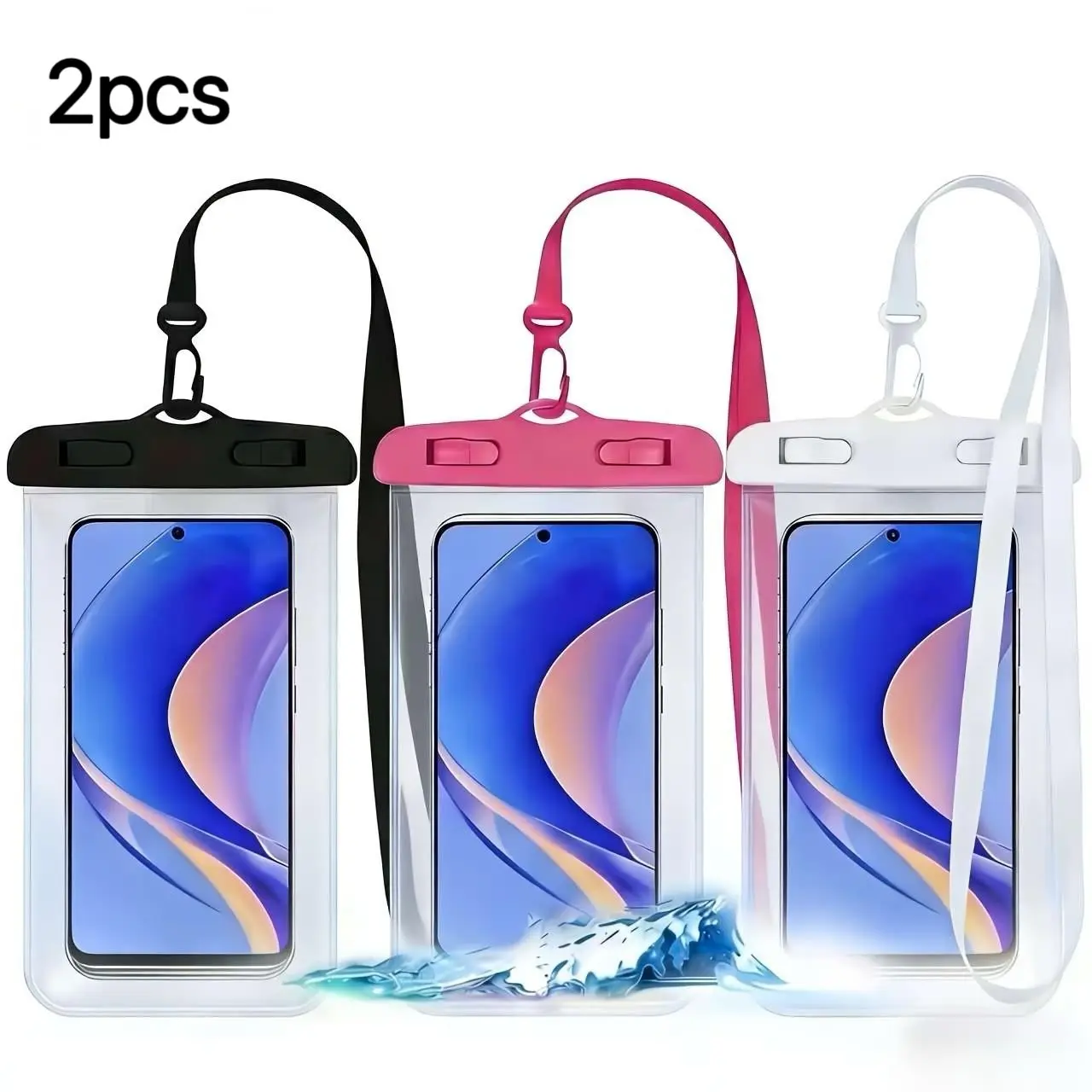 Random Color 2-Pack Waterproof Bag, Universal Phone Case, Swim Underwater Protection, Beach Dry Bag, Sports Travel Pack, Durable PVC Material