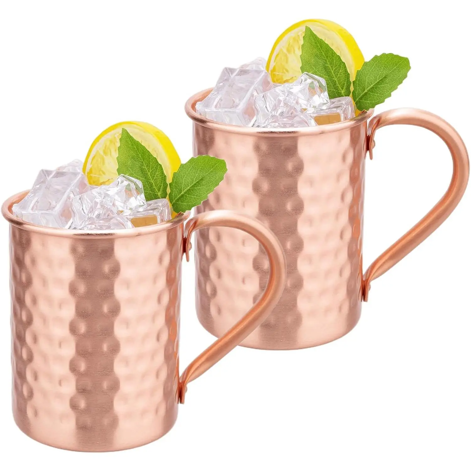 Pure Copper Mugs Set of 2,Moscow Mule Mugs with Handle 14oz | Copper Cup for Cold Drinking, Hand Hammered Finish Mug Gifts for  Drink   Coffee Party Bar