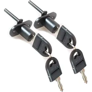 2 Pcs Drawer Cabinet Locks with Keys, Zinc Alloy Desk File Cabinet Locks for Furniture Locker Showcase, Locking Rod Length 40mm, Cylinder Diameter 16mm, Black Keyed Different