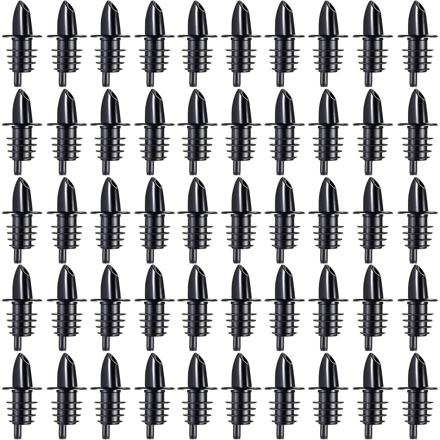 100 Packs Black Plastic Cone Liquor Bottle Pour Spouts, Sturdy Flow Pourers for Bars, Restaurants and Home Kitchenware