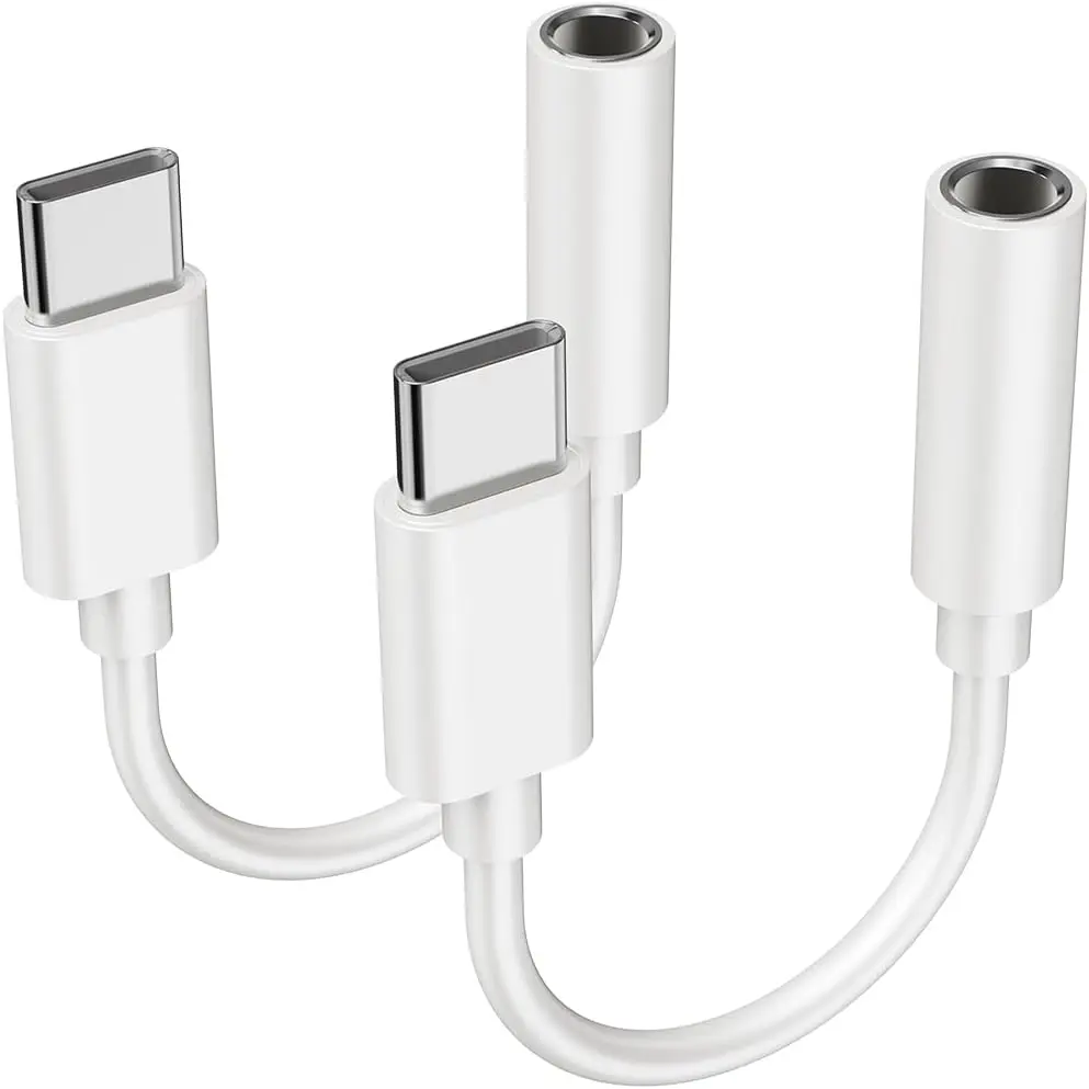 2 count Type USB C to 3.5mm Female Headphone Jack Adapter | USB C to Aux Audio Dongle  Cord, Compatible with  S20/S20+/S20 Ultra, Pixel 4/+4XL, and  USB C Devices