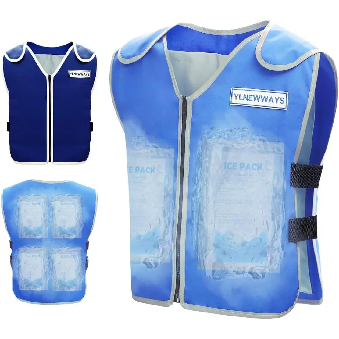 Cooling Vest for Men&Women, Ice Reflective Vest with 24 PCS Ice Packs, Cool Jacket for Hot Weather with Pockets, Unisex Adult Workout Apparel