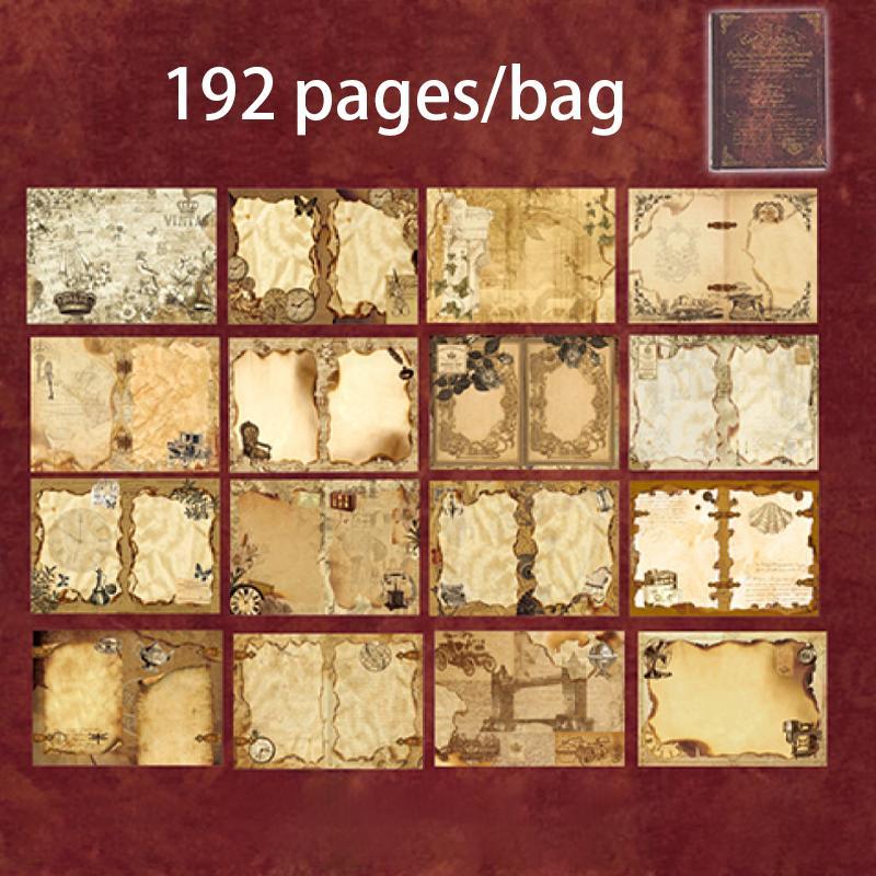 Vintage Style Material Paper Book, 192pcs/set Scrapbook & Journal Making Paper, DIY Decorative Craft Paper for Scrapbooking & Journal Making