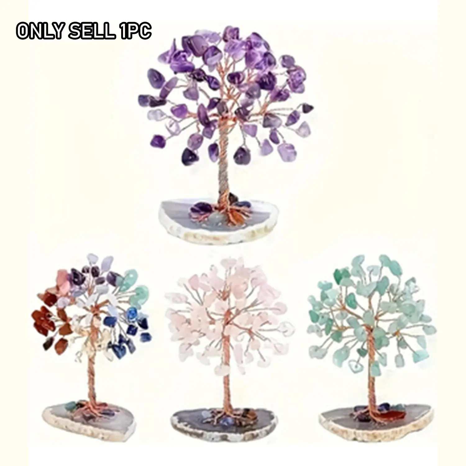 Artificial Crystal Tree for Office Desk Decoration, Handmade Jewelry Making Supplies, Natural Design Crystal Craft for Home Decor