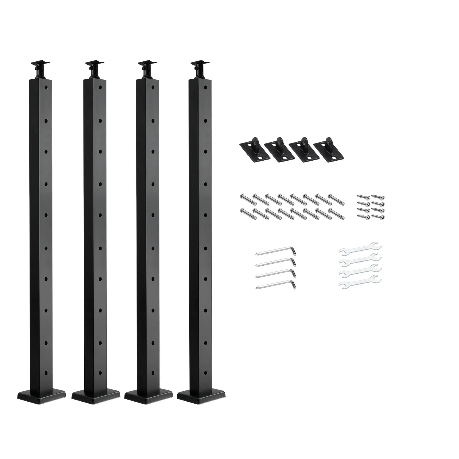 4-Pack 91.4cm SUS304 Stainless Steel Horizontal Hole Cable Railing Posts, Easy-Install DIY-Friendly Support Railing Components, Home Improvement Building Supplies