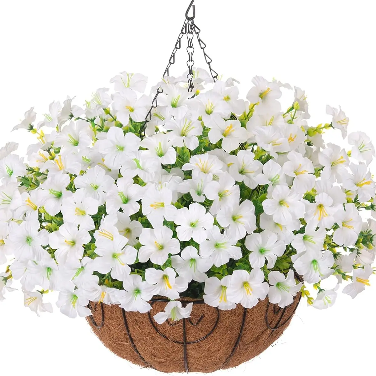 Outdoor Hanging Floral Basket, 20 Bouquets, UV Resistant Silk Morning Glory, Realistic Mini Morning Glory, Versatile Placement, Realistic Flowers, Ideal for Patios, Porches, Gardens, Balcony, Home Decor